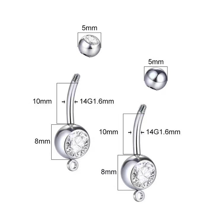 European and American e-commerce hot stainless steel belly button ring DIY accessories with ring belly button ring cross-border wholesale puncture jewelry factory