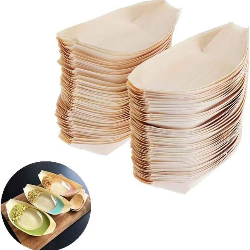 Wooden Sushi Tray Disposable Snack Snack Packaging Boat Tray Party Fruit Snack Tray Wooden Boat Box Snack Box