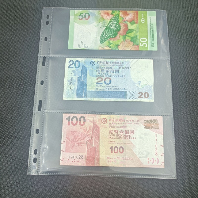 Customized 3-Line Stamp Banknote Storage Bag Transparent Pp Material 9-Hole Pp Bag Three Compartments