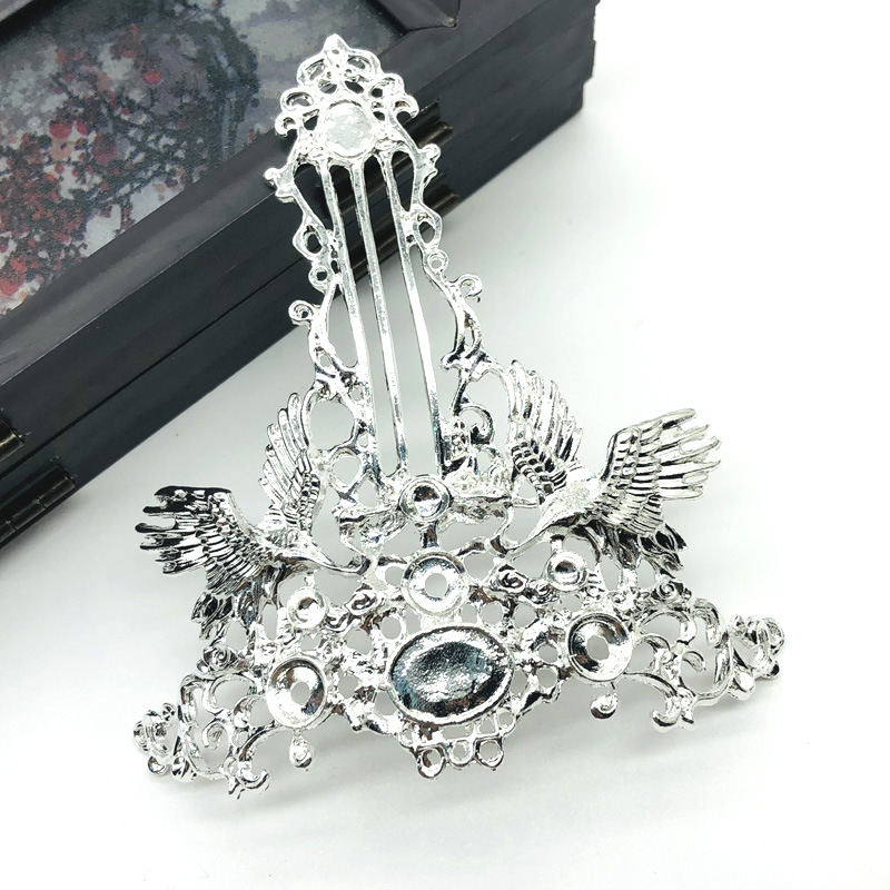 DIY ancient style color-preserving alloy hair crown Hanfu accessories crane simple hairpin ancient costume hair accessories material
