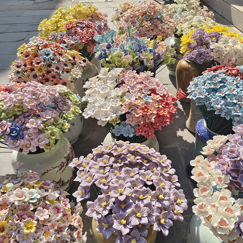 Jingdezhen Hand-Made Ceramic Bouquet Eternal Flower Artificial DIY Bridal Bouquet Gift Decoration Ornament