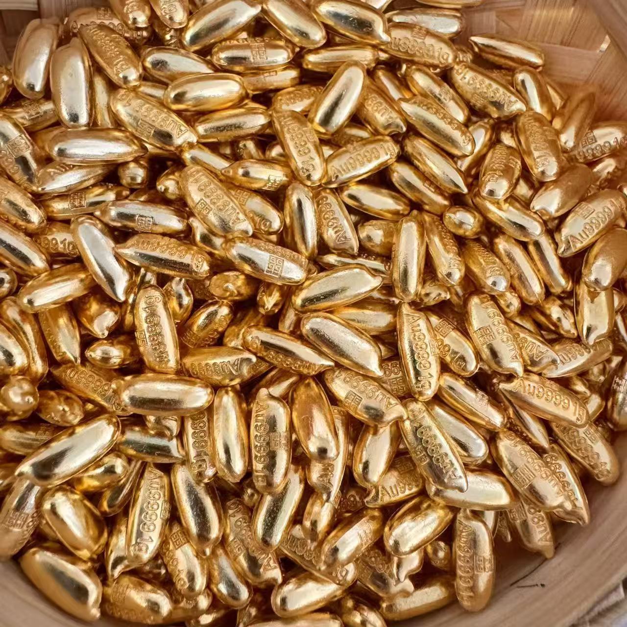 Factory wholesale simulation mini gold gold ingot sand gold solid small gold ingot melon seeds cornucopia decorative ornaments