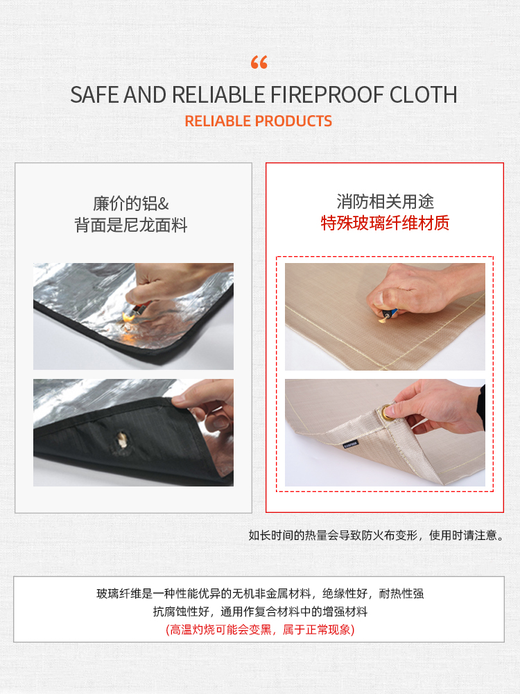 Outdoor Camping Fireproof Cloth Picnic Barbecue Insulation Mat Flame Retardant High Temperature Fire Blanket Fiberglass Flame Retardant Cloth
