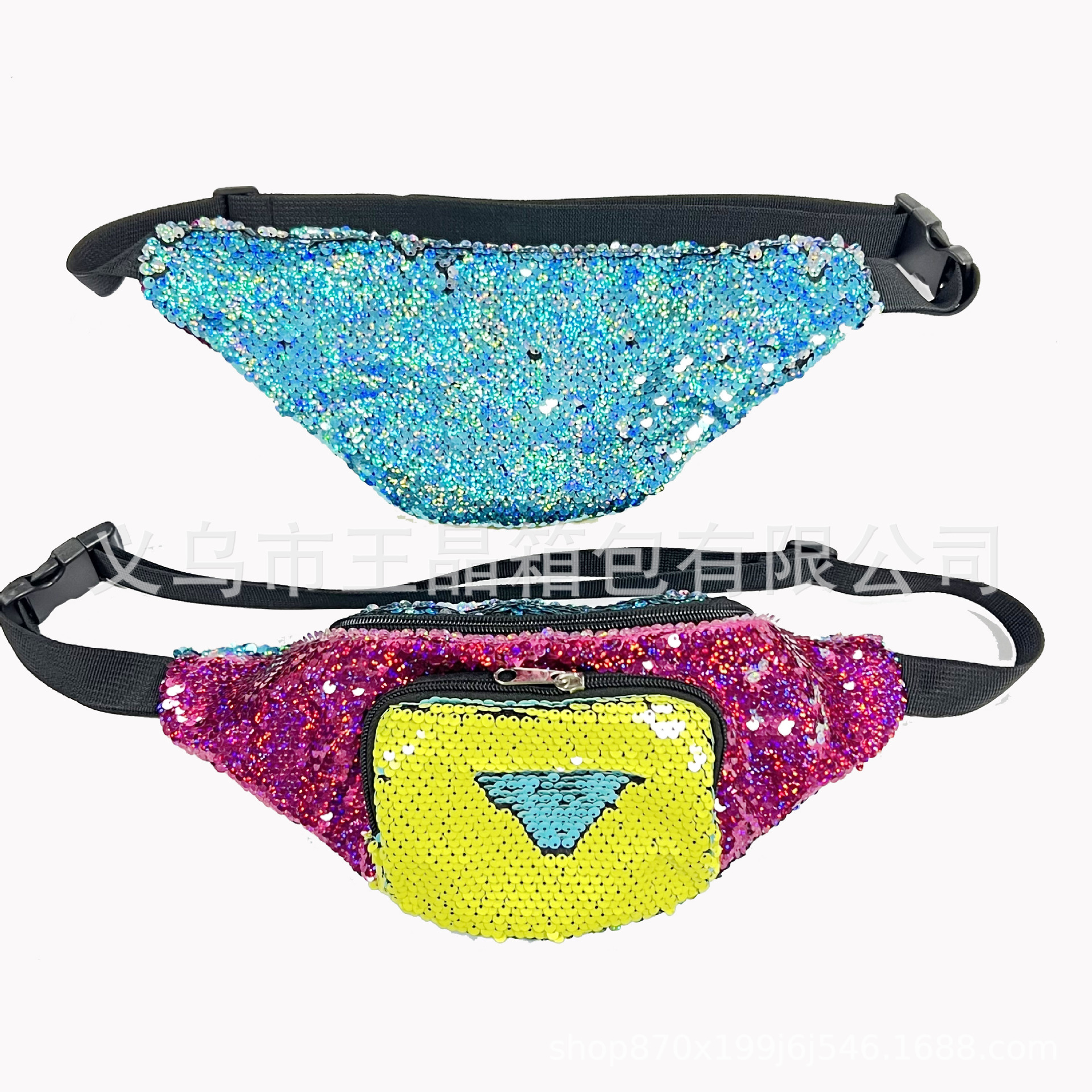 New Sequin Waist Bag Flip Fashionable All-match Crossbody Bag Mermaid Chest Bag Women's Sports Bag Crossbody Bag