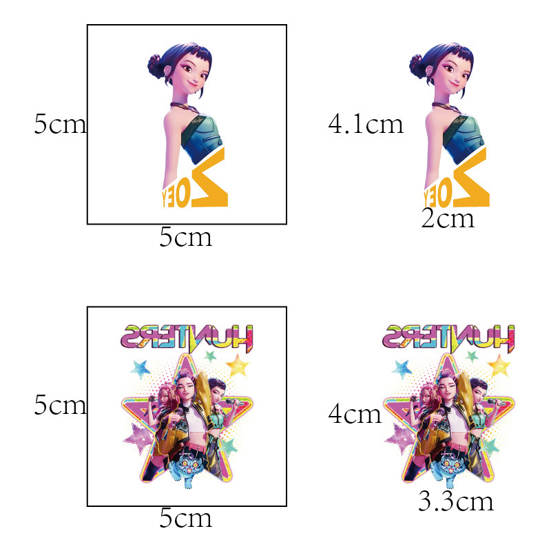 Cross-Border K-Pop Hunter Witch Group Tattoo Stickers 20 Cartoon Tattoo Stickers Water Transfer Tattoo Birthday Party