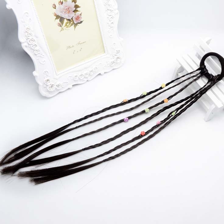 Hot sale small claw clip beaded color wig twist braid children's holiday performance hair accessories straight hair ring headdress