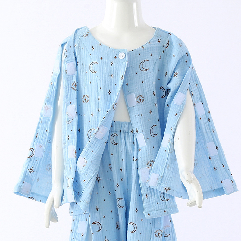 Spring and Autumn Fracture Children's One-piece Nursing Clothing Jacket Gauze Breathable Patient Clothing Easy to Wear and Take off Easy to Clean Bed