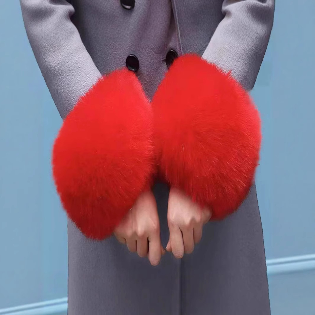 New Custom Winter Fashion Fox Fur Cuffs Fur Wristbands Women's Arm Warmers Wrist Protectors Clothing Accessories