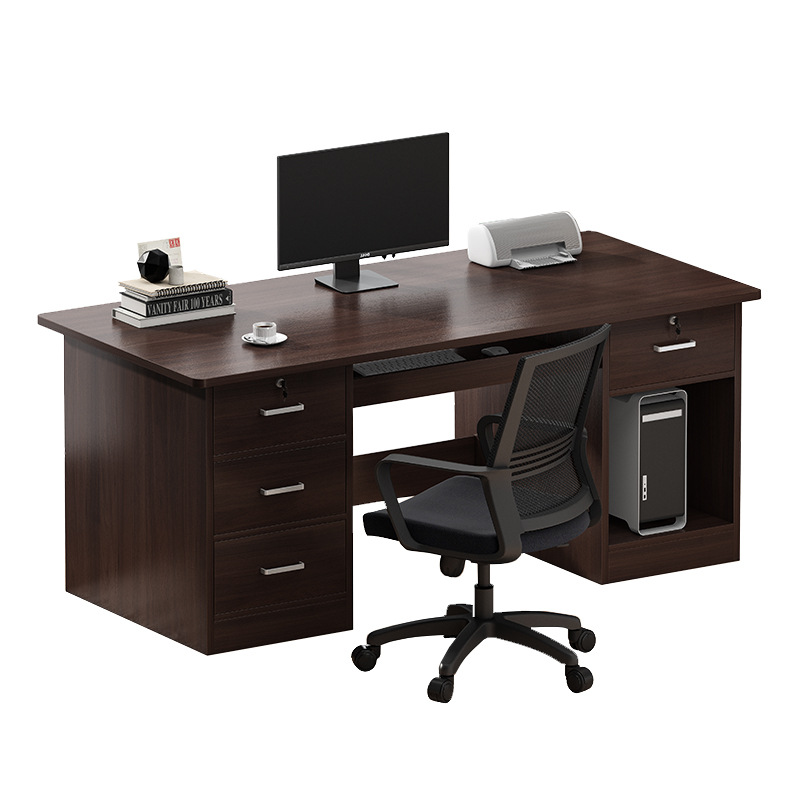 Office Desk Home Computer Desk with Lock Desktop Simple Table Workbench with Drawer Desk Staff Table and Chair Combination