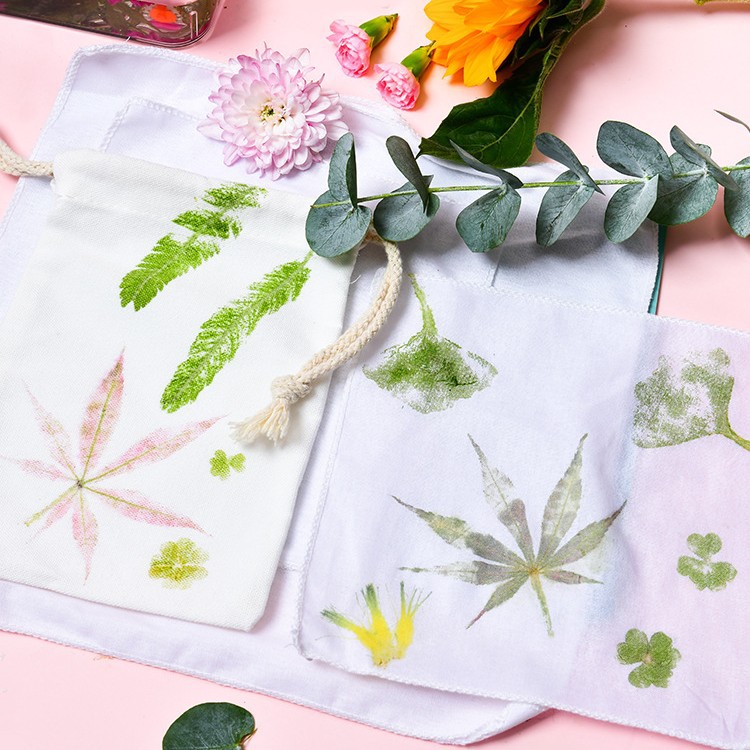 Набор для окрашивания растительными красителями DIY, комплект инструментов, холщовая сумка, квадратное полотенце, молоток для печати, тряпка, белая ткань