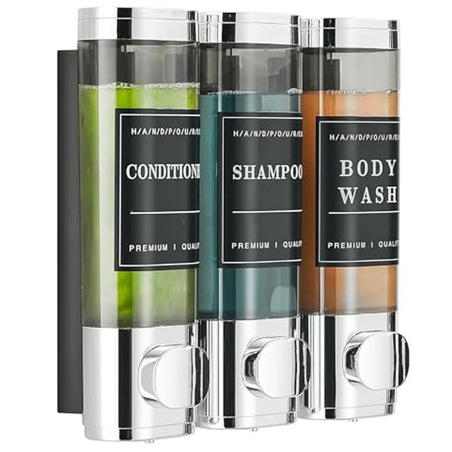 Wall-mounted Three-head Soap Dispenser Household Hotel Soap Box Hole-free Manual Pressing Shower Gel Box Hand Sanitizer Bottle