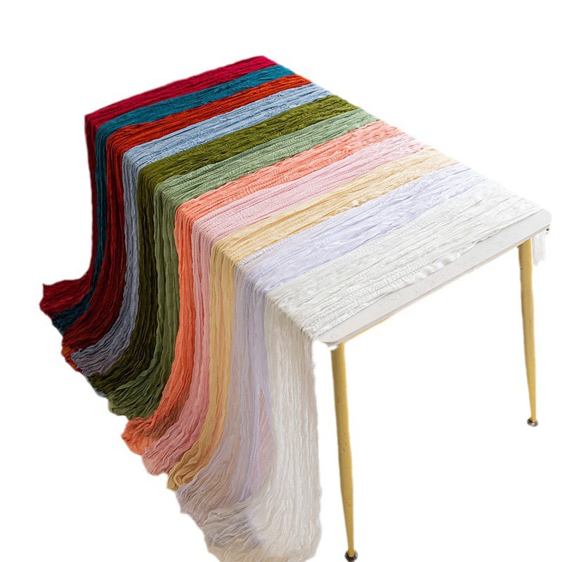 Bali yarn wrinkled table runner foreign trade western tablecloth light luxury high sense wedding party decoration wrinkled table runner wholesale