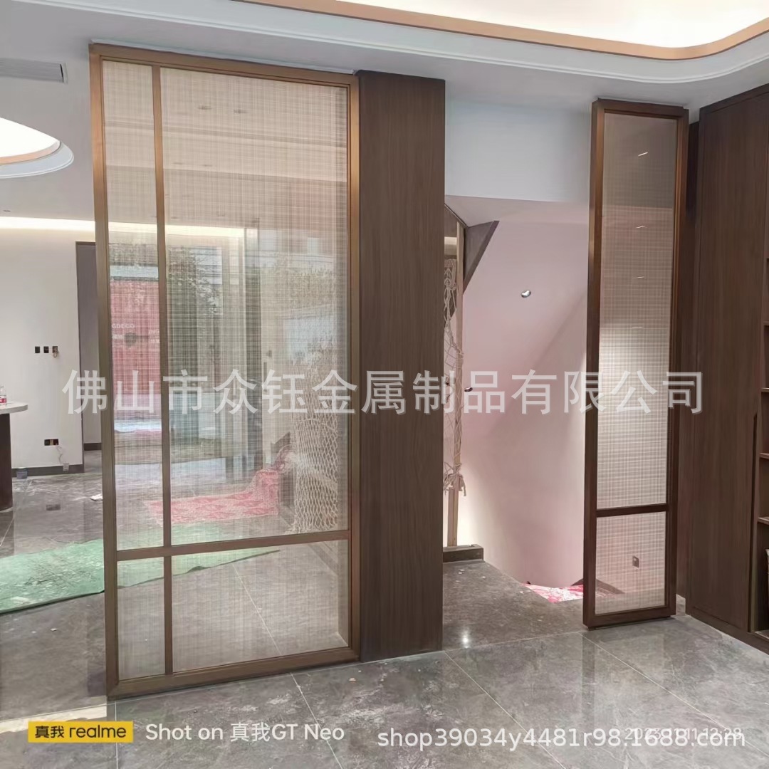 Hotel Bathroom Silver Mirror Art Glass Screen Partition Metal Decorative Lines Skirting Stainless Steel Complete Project