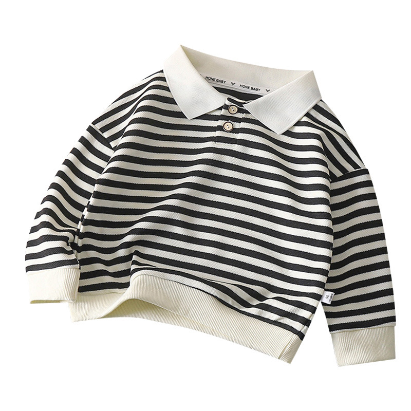 Children's Long-Sleeved Polo Shirt, Autum New Style Stripesd Bottoming Shirt, Small and Medium-Sized Kidsren's Lapel Sweatshirt, Kidsren's Clothing Wholesale