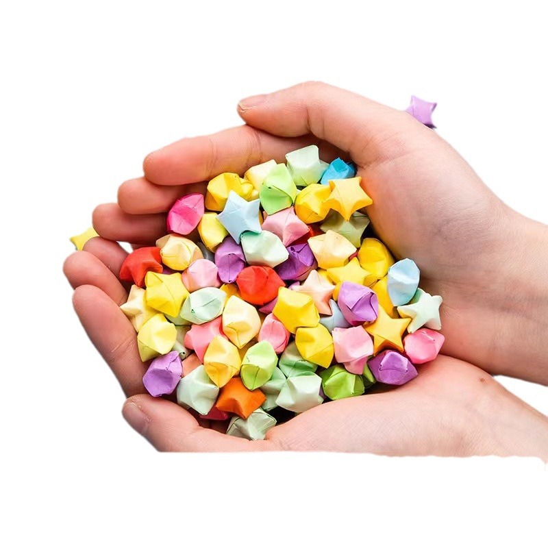Star Origami Gradient Luminous Lucky Star Paper Five-pointed Star Origami Glow DIY Handmade Double-sided Cartoon Origami