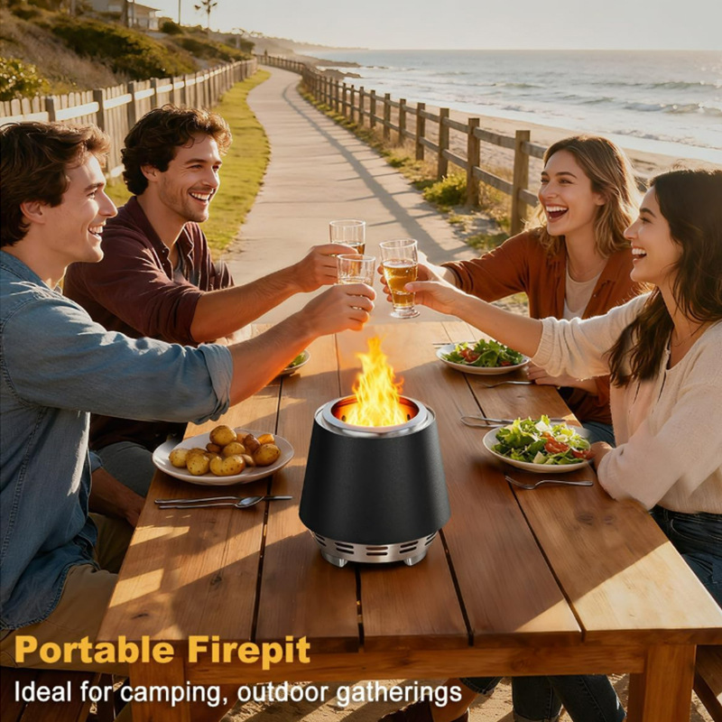 Cross-Border New Portable Campfire Camping Outdoor Courtyard Smokeless Desktop Brazier Is Durable and Easy to Clean