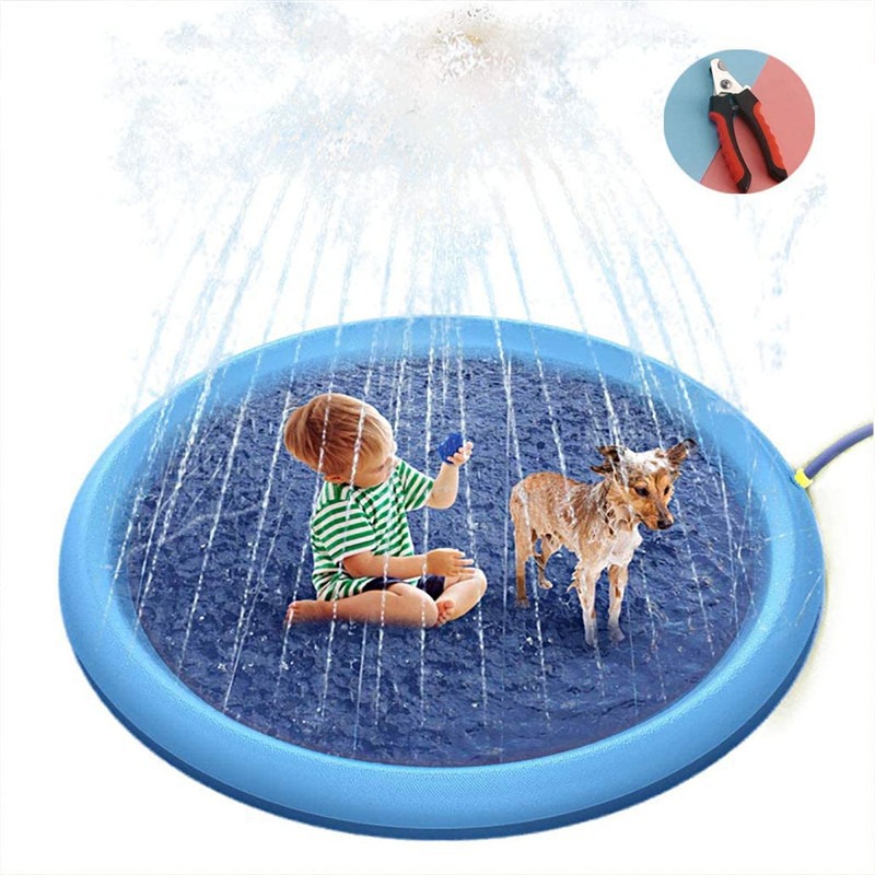 in stock Thickened Non-Slip Pet Water Spray Mat Outdoor Pet Water Pet Bath Foldable Water Bath Pool