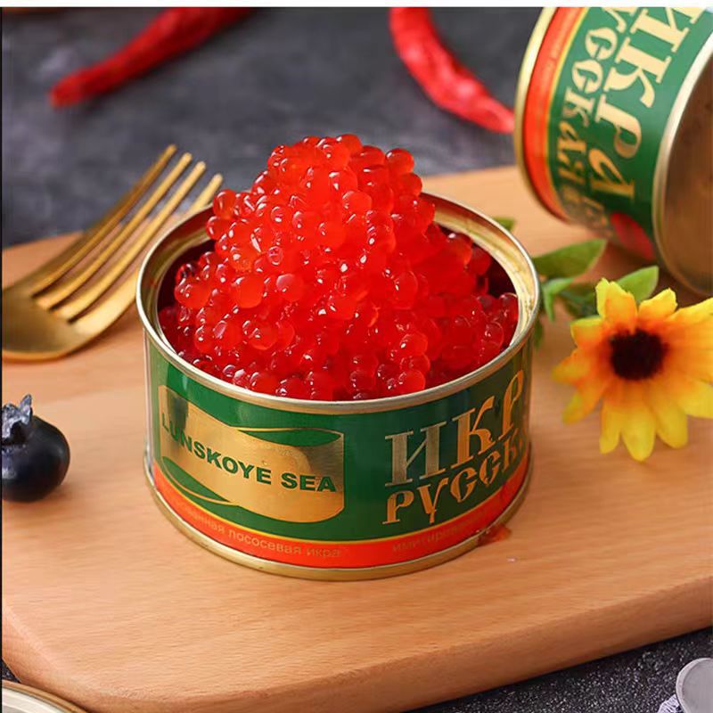 Imported from Russia, Synthetic Black Caviar, Sturgeon, Salmon, Red Caviar, 120G/Can