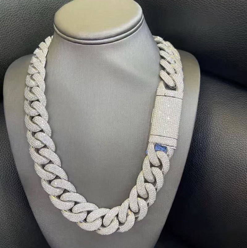 Platinum Full Diamond Necklace Pt950 Cuban Necklace Artificially Cultivated Diamond Necklace European and American Hip-Hop Men's Necklace Customization