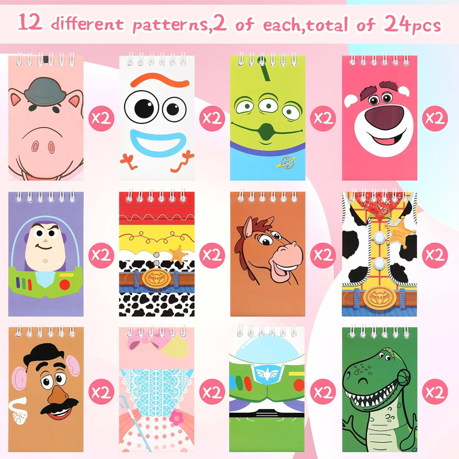 In-Stock Toy Story 12 Mini Spiral Notebooks Toy Series Drawing Writing Doodle Coil