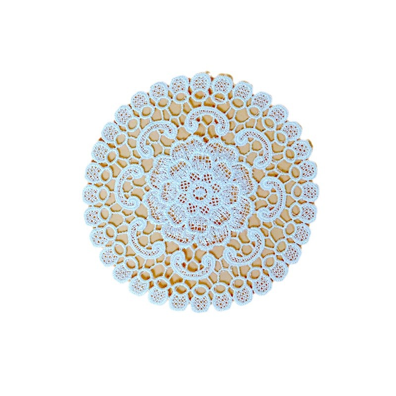 French Embroidered Lace Coasters, Insulated Bowl Mats, Bedside Table Tablecloths, Round Cut Out Placemats, Ethnic Style Ornaments Table Mats