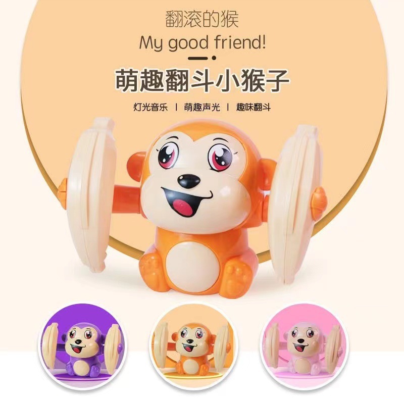 Children's electric tumbling monkey toy early education light music tumbling monkey puzzle crawling night market stall wholesale