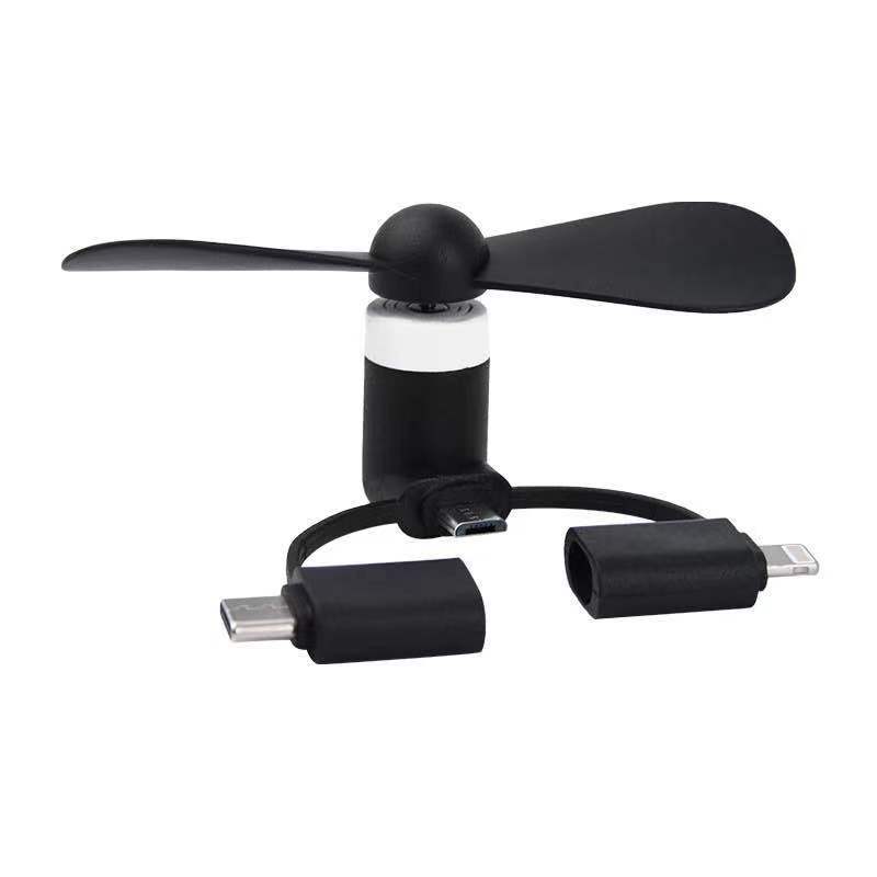 Cross-border new USB small fan Android type-c Apple three-in-one mobile phone fan advertising gift manufacturers wholesale