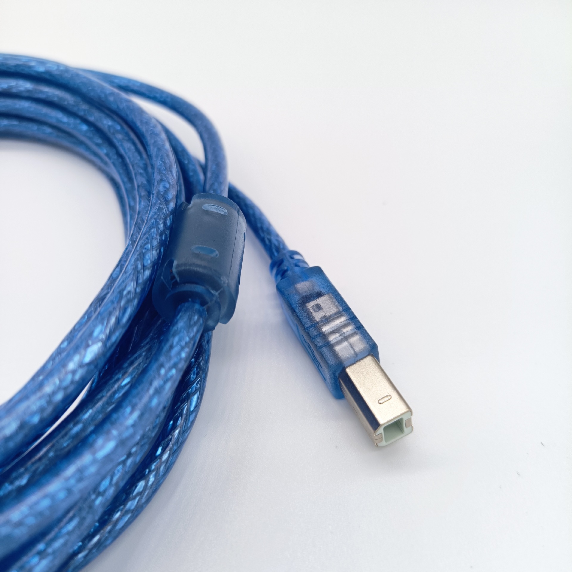 USB Printing, USB Square Port, USB Data Cable, USB A/B 3m , Copper Core, Transparent Blue