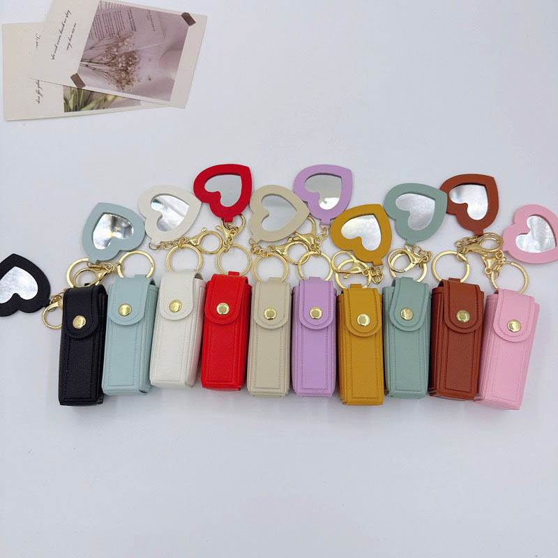 Dopamine Love Leather Lipstick Bag Necklace Women's 2025 New Niche Keychain Accessories Creative Key Bag