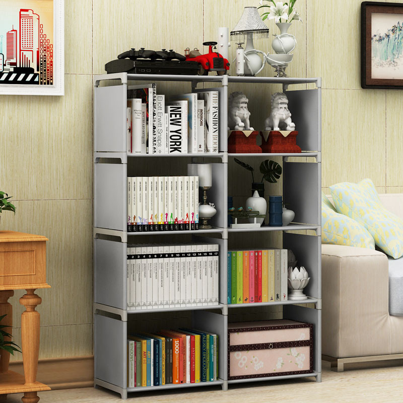Simple bookshelf double-row bookcase floor shelf children's bookcase student bookcase multi-layer reinforced storage cabinet wholesale