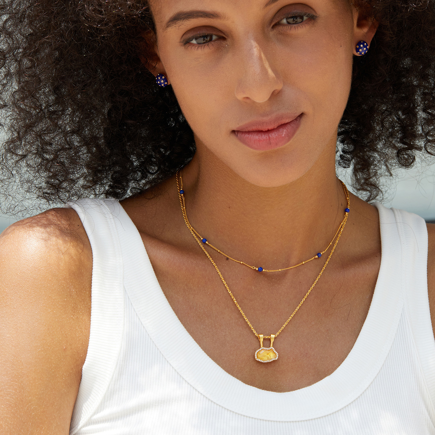 S925 Silver Natural Citrine Necklace Design Retro French Accessible Luxury Niche High-Quality Silver Jewelry Women's Twist Chain