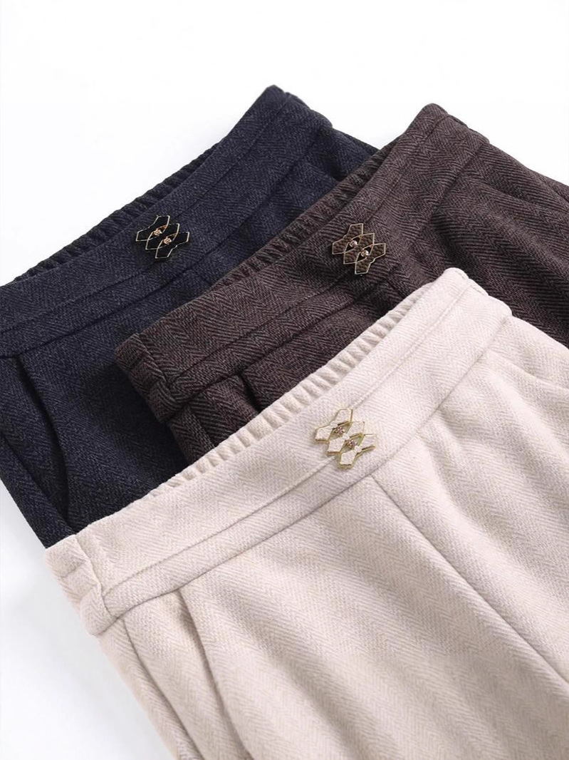 2025 High-Waisted Slimming Women's Autumn and Winter Fleece-Lined Thickened Flared Pants with Elastic Waist Fashion Casual Pants