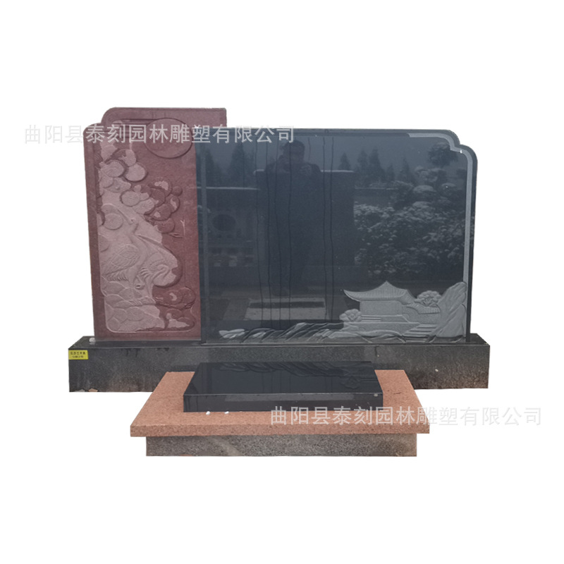 Cemetery Lingyuan Cemetery Tombstone Shanxi Black Granite Bluestone Marble Art Cemetery Lettering Stone