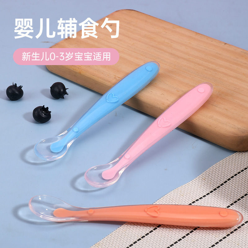 Baby Silicone Spoon, Baby Silicone Soft Spoon, Children's Feeding Tableware, Newborn Feeding Spoon, Soft Head Spoon Wholesale