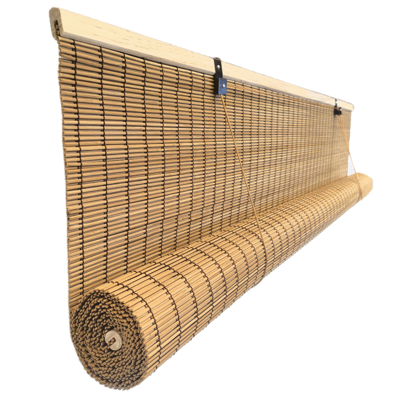 New Chinese Style Bamboo Curtain Blackout Partition Outdoor Sunshade Waterproof Roller Blind Loft Hotel Study Sunshade Outdoor Curtain