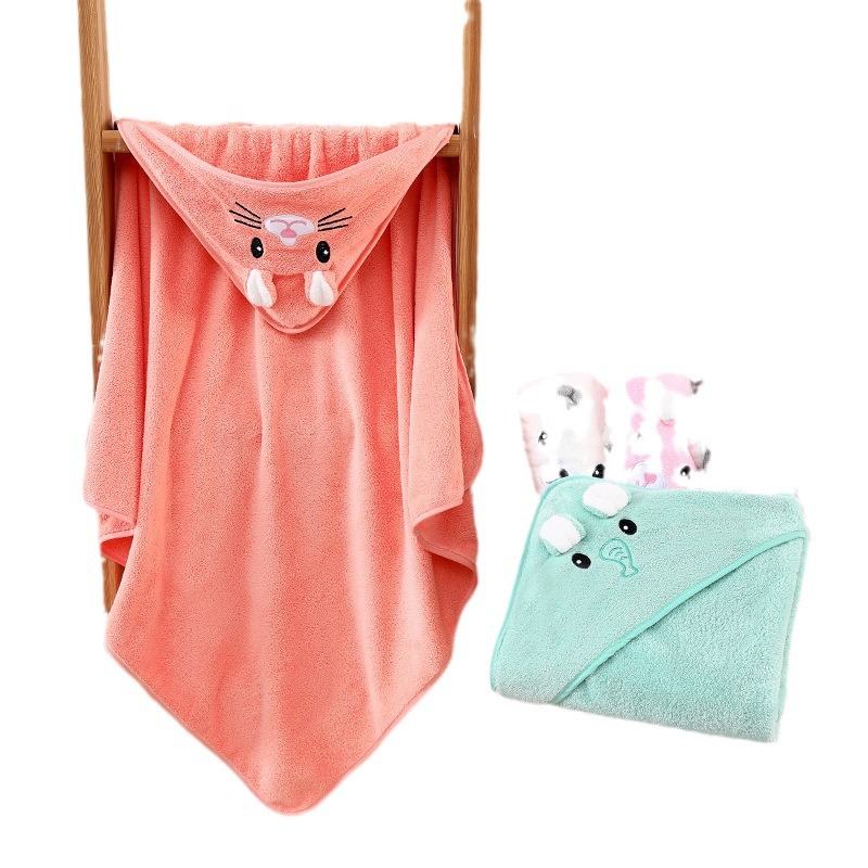 Wholesale Baby Cushion Absorbent Newborn Children Autumn and Winter Class A Bathrobe Thickened Package Cartoon Hooded Bath Towel Cape