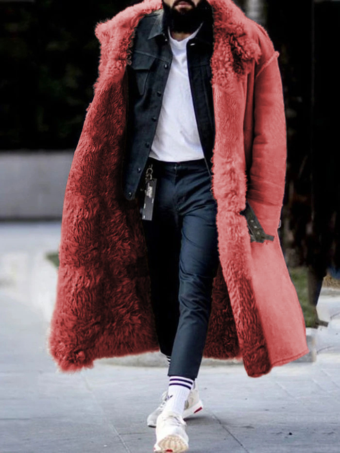 2021 Winter New imitation fur men's coat European station explosions thick coat Amazon four-color eight-size Independent