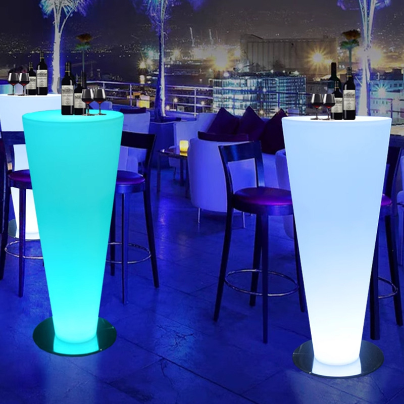 Outdoor Luminous Bar Commercial Cocktail Table Bar Clear Bar Luminous High Table and Chairs Open-Air Event Exhibition Round Table