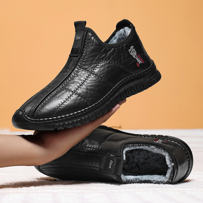 Зимние хлопковые ботинки для мужчин, теплые, утолщенные, для мужчин среднего и пожилого возраста