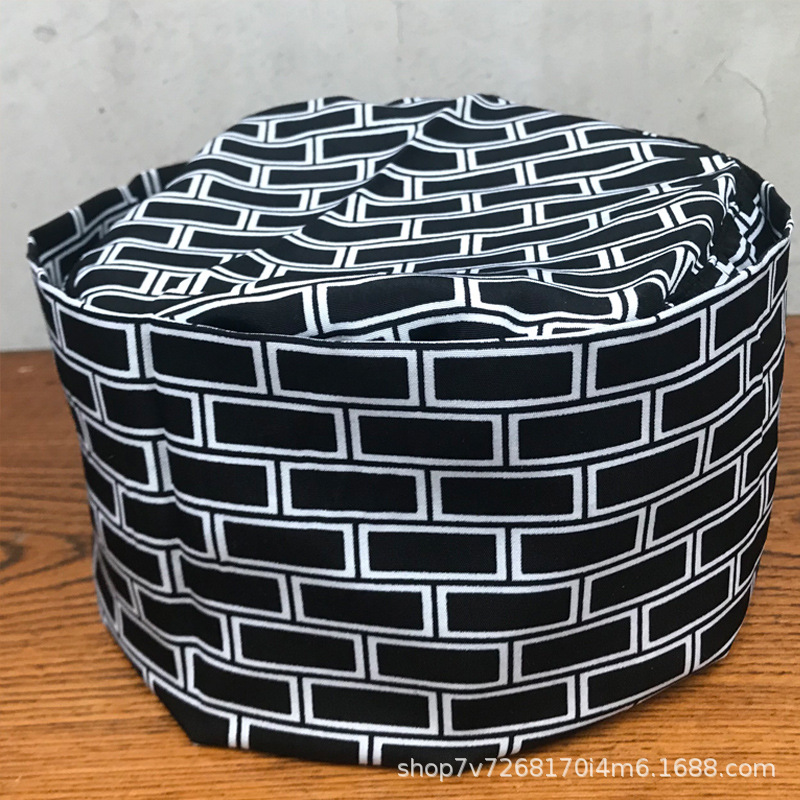Japanese and Korean style cooking cap waiter work cap chef cap kitchen breathable flat top cap Amazon net top cap