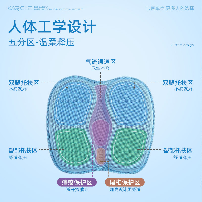 Car Two-Petal Gel Seat Cushion, Universal Summer Cooling Cushion, Car Seat Cushion, Single Piece, Office Hemorrhoid Cushion Cross-Border
