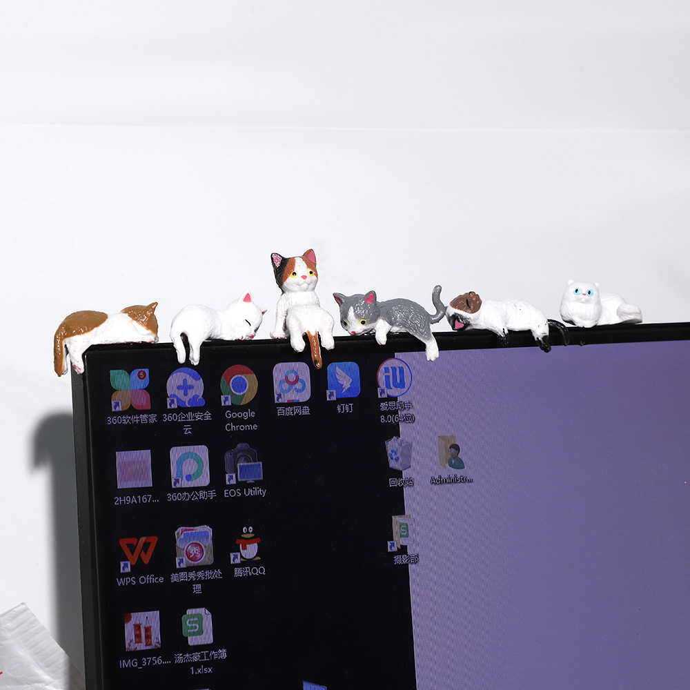 Office desktop mini cute kitten ornaments computer car center console display edge decoration doll