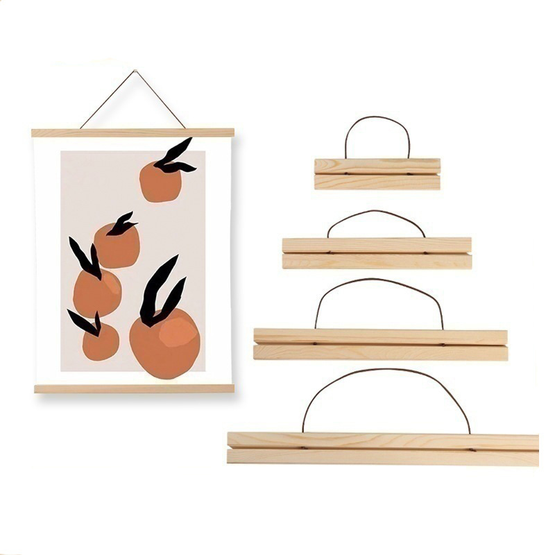 Solid wood hanging shaft line couplet hanging picture New Year picture wood line perforated indoor porch safflower pear wood factory direct sales