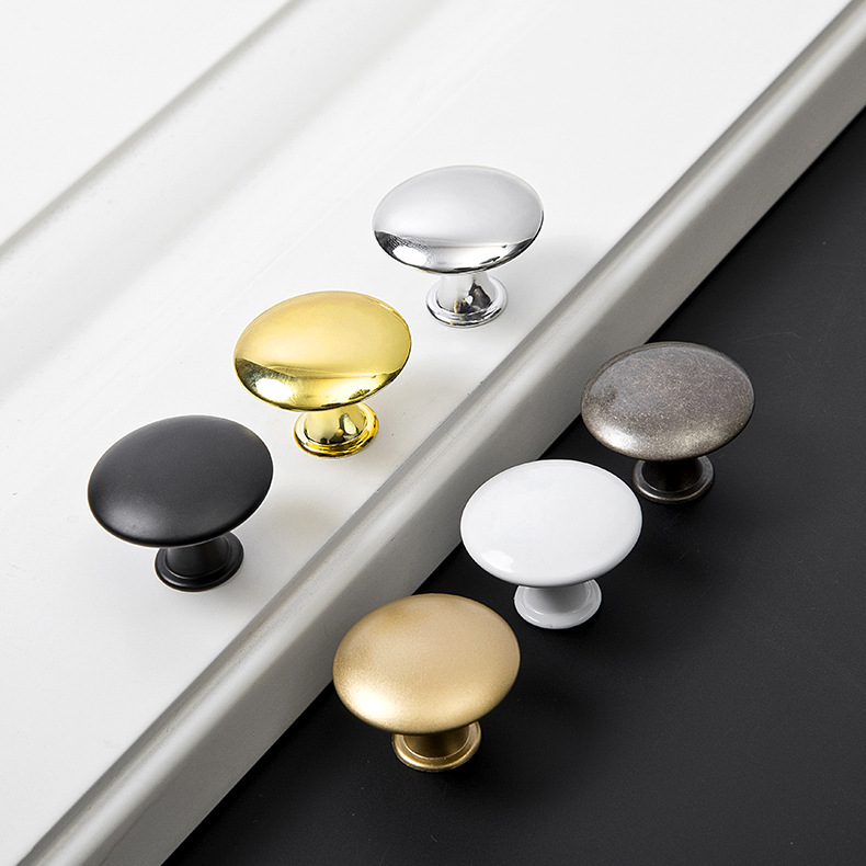 Cross-Border Stainless Steel Handle Gold Cabinet Drawer Wardrobe Door Handle Furniture Hardware Black Round Single Hole Handle