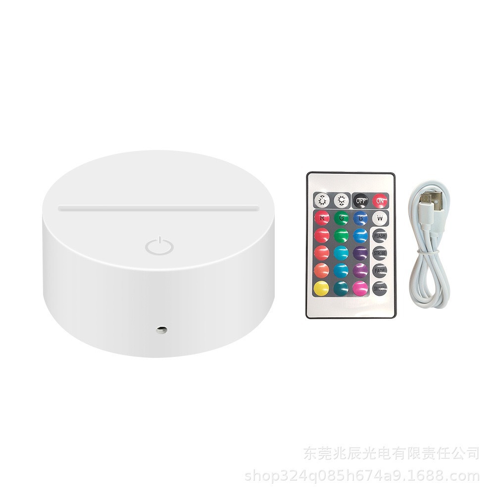Source manufacturer 3d night light base usb three-color monochrome touch remote control colorful battery charging crack base
