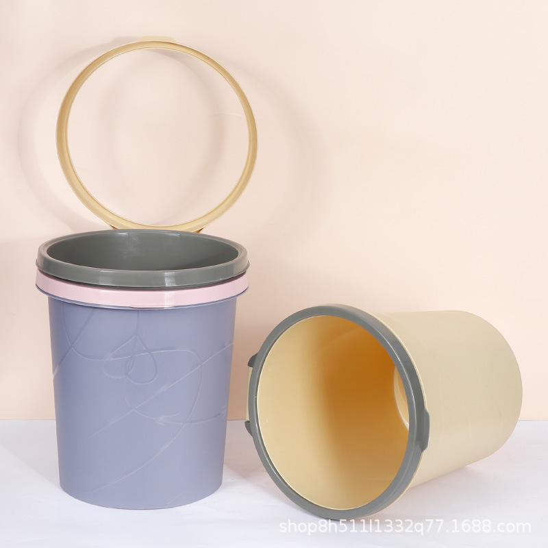 Household thickened one-piece pressure ring trash can office living room kitchen storage bucket printing logo garbage classification bucket