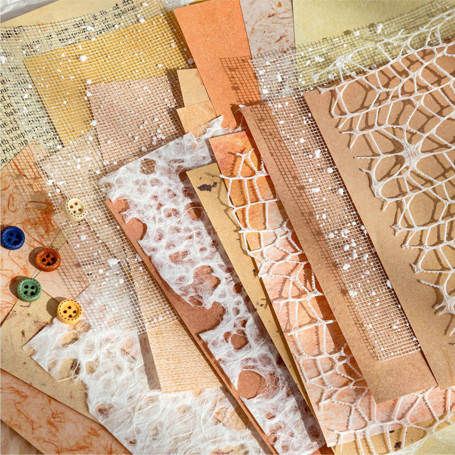 Momo Paper World Romantic Series 26 Pieces of Mixed Material Paper Salt Lace Grids Handbag Pain Bag Decoration