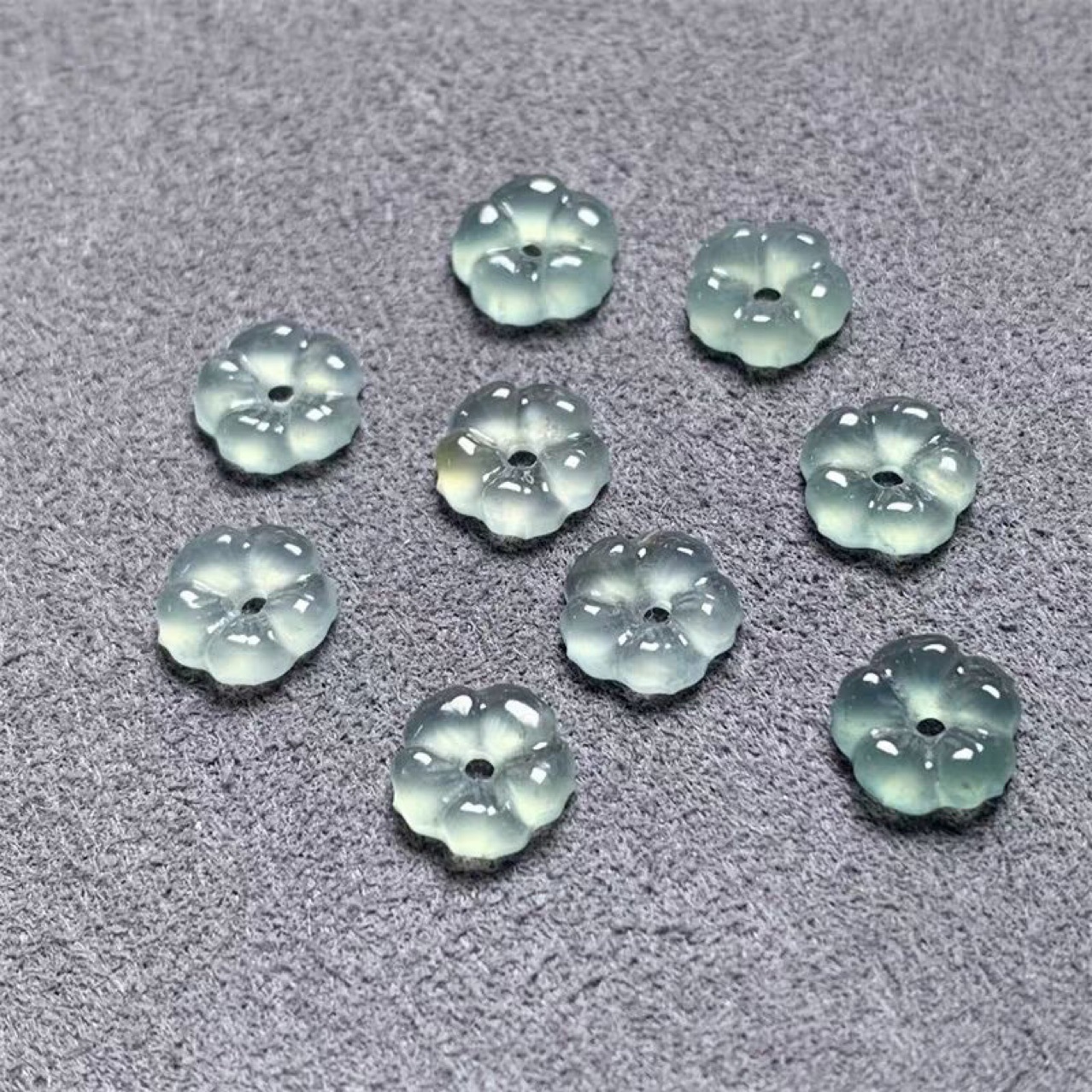 Natural Jadeite A-Grade Ice Blue Water Petal Accessories Jewelry Pendants for Men and Women Sihui Jewelry Jade Wholesale