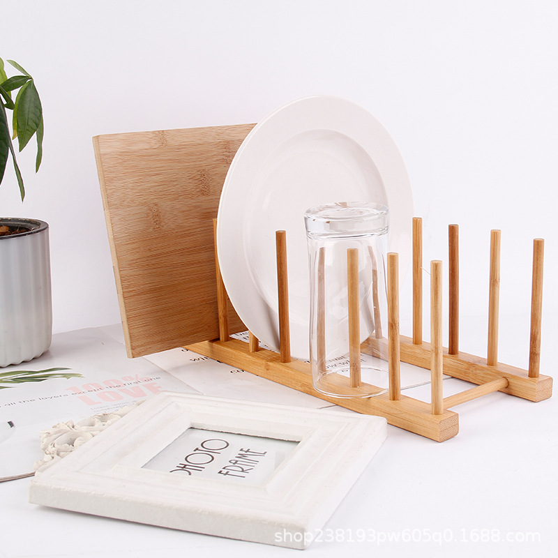 Бамбуковая подставка для стаканов для хранения чашек и блюд