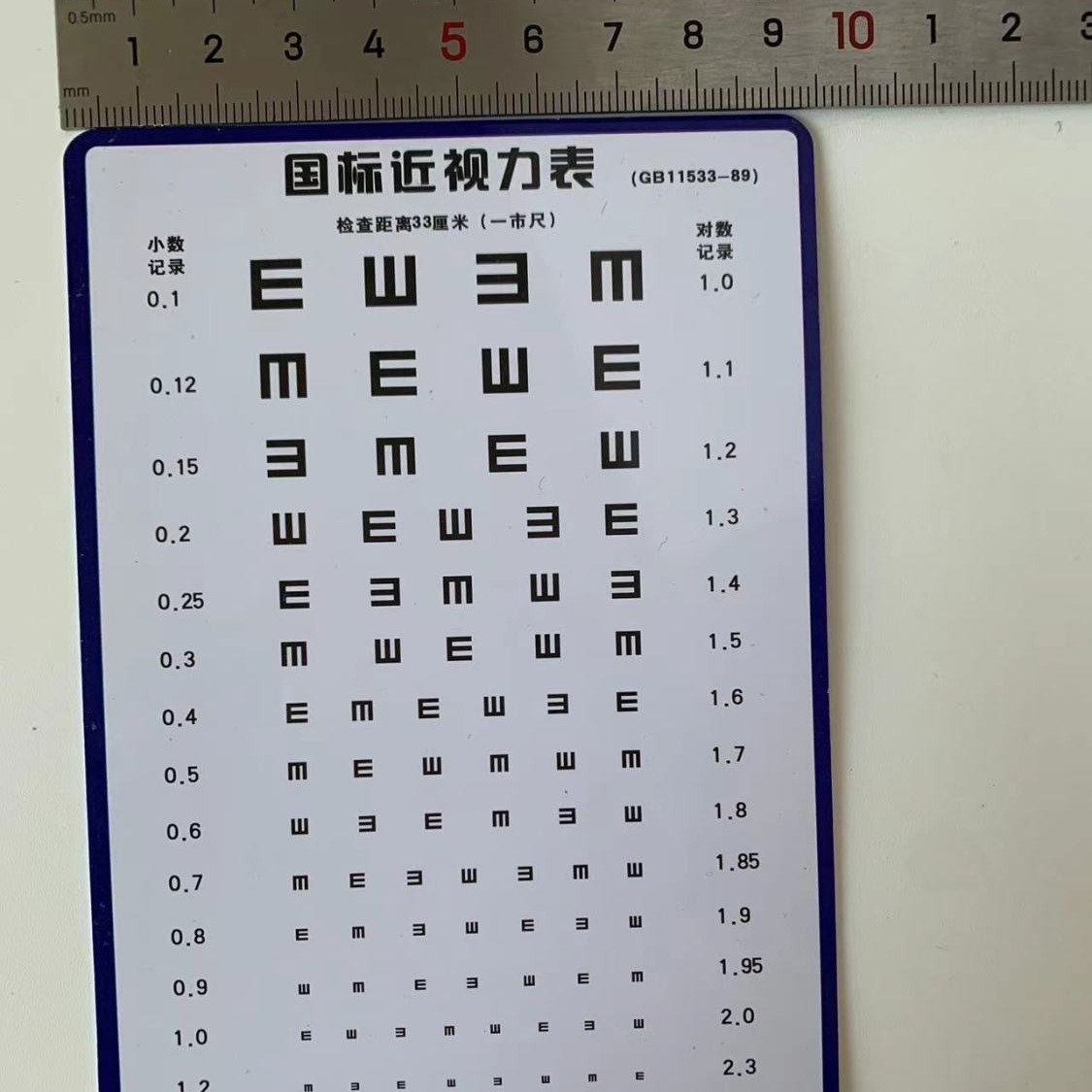 Standard Near Vision Chart National Standard Visual chart Near Vision chart